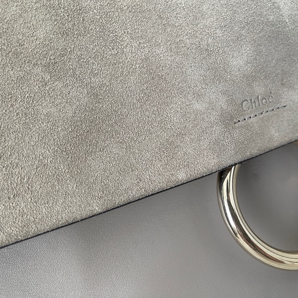 Chloe calfskin suede medium Faye shoulder bag Grey* authentic excellent conditio - Picture 14 of 14